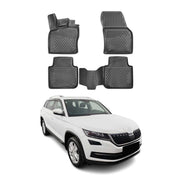 OMAC Tapis de sol pour Skoda Kodiaq I 2016-2024 sur mesure en caoutchouc Noir