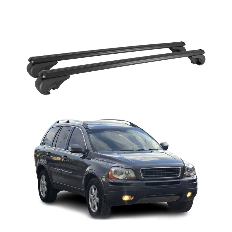 Barres de toit Transversales pour Volvo XC90 I 2002-2014 Aluminium Noir