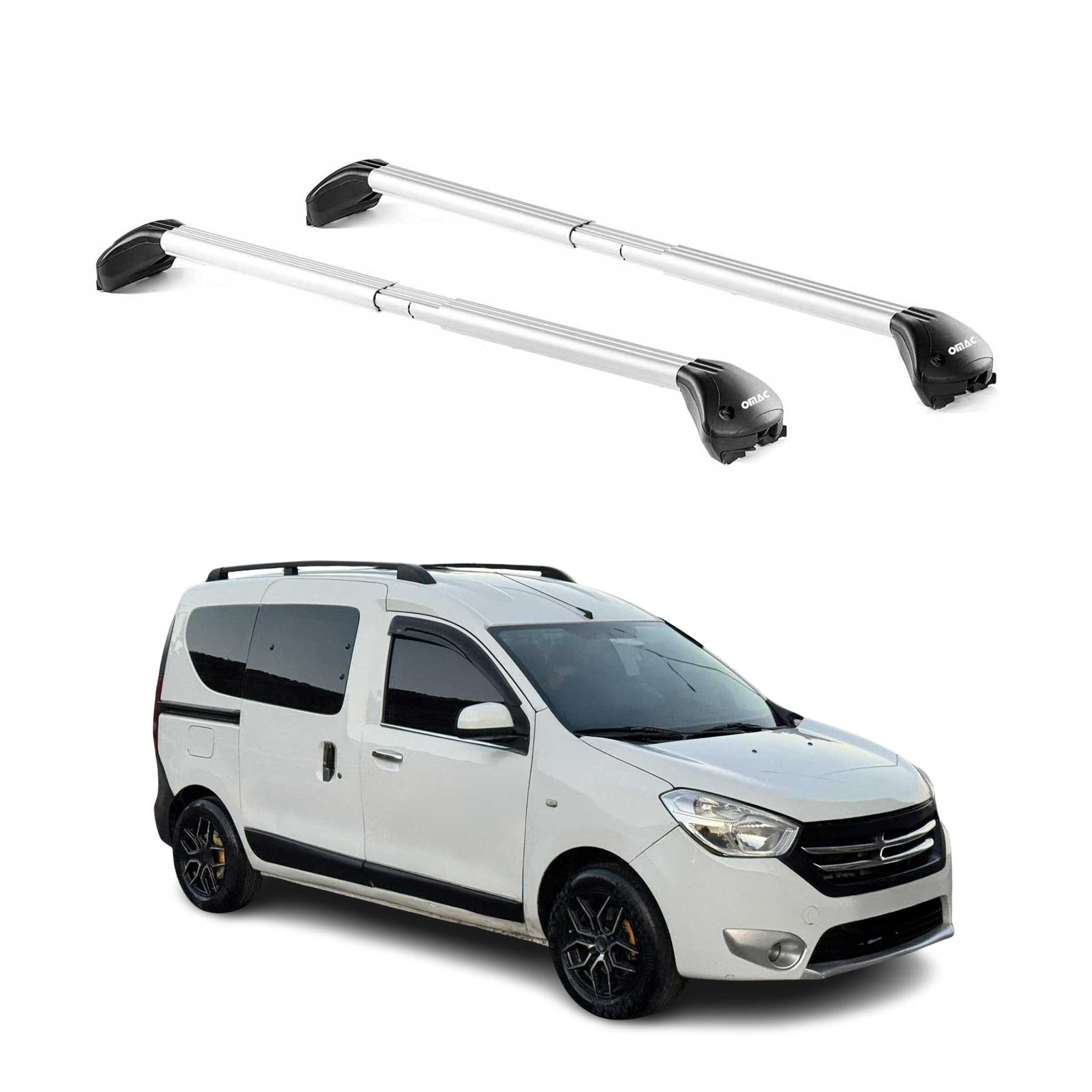 Barres de toit pour Dacia Dokker 2012-2021 3-5P Gris Argenté 2 pièces ABE