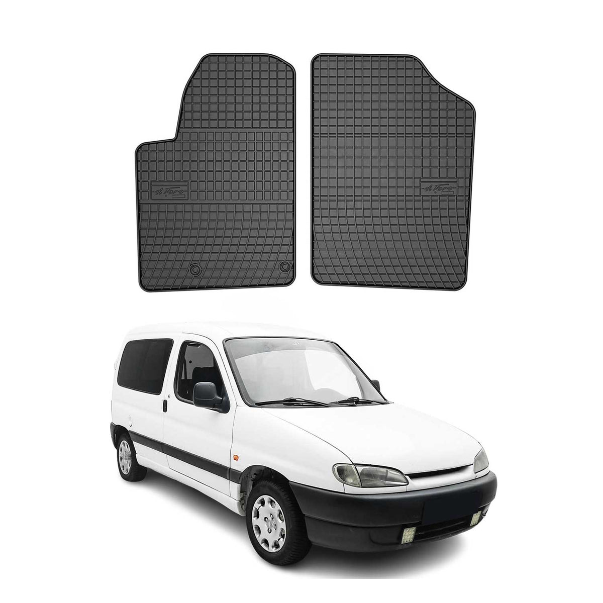 Tapis de Sol pour Peugeot Partner 1999-2010 Caoutchouc Noir