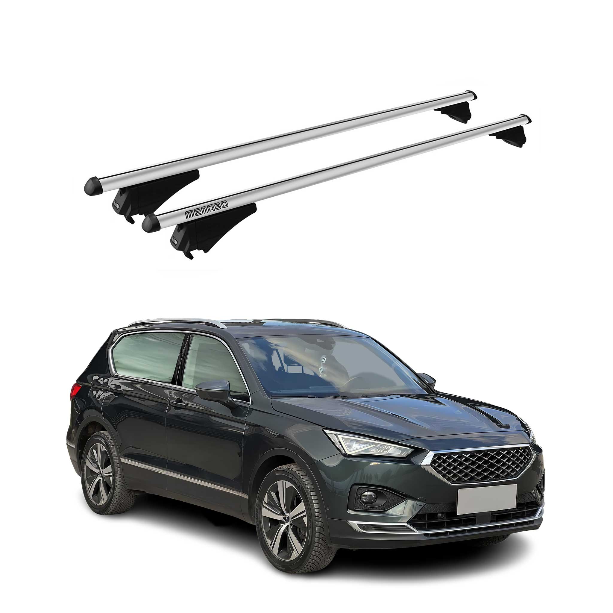 Tiger Barres De Toit Transversales pour Seat Tarraco 2018-2025 Aluminium Gris 2x