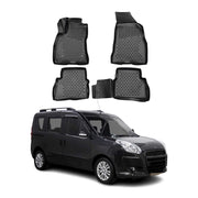 OMAC Tapis de sol pour Fiat Doblo 2015-2022 sur mesure en caoutchouc Noir