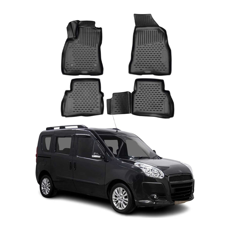 OMAC Tapis de sol pour Fiat Doblo 2015-2022 sur mesure en caoutchouc Noir