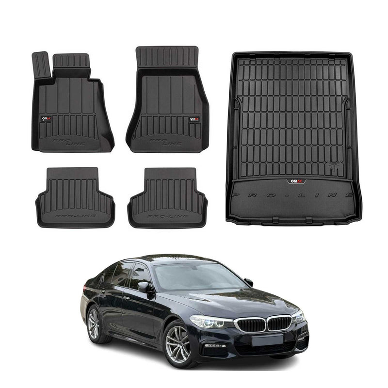 OMAC Kit Tapis de sol et coffre pour BMW Série 5 G30 M5 F90 2016-2023 TPE Noir