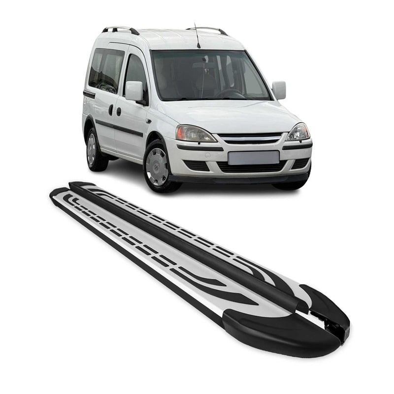 Marchepieds Latéraux Pédale pour Opel Combo 2001-2011 Aluminium Noir Argenté