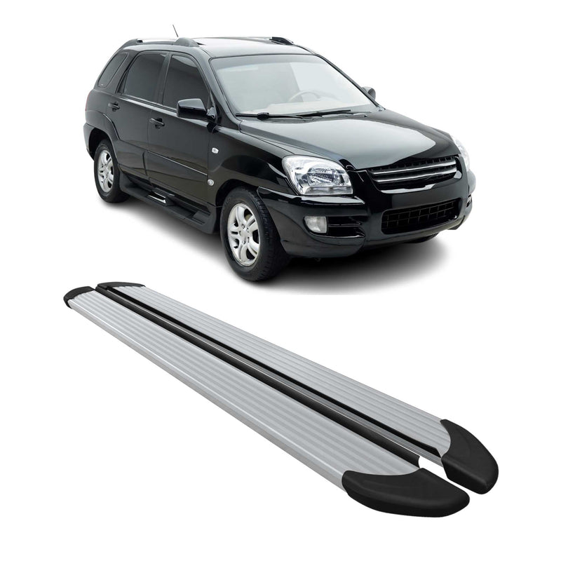 Marchepieds Latéraux pédale pour Kia Sportage 2004-2010 Aluminium Argent 2Pcs