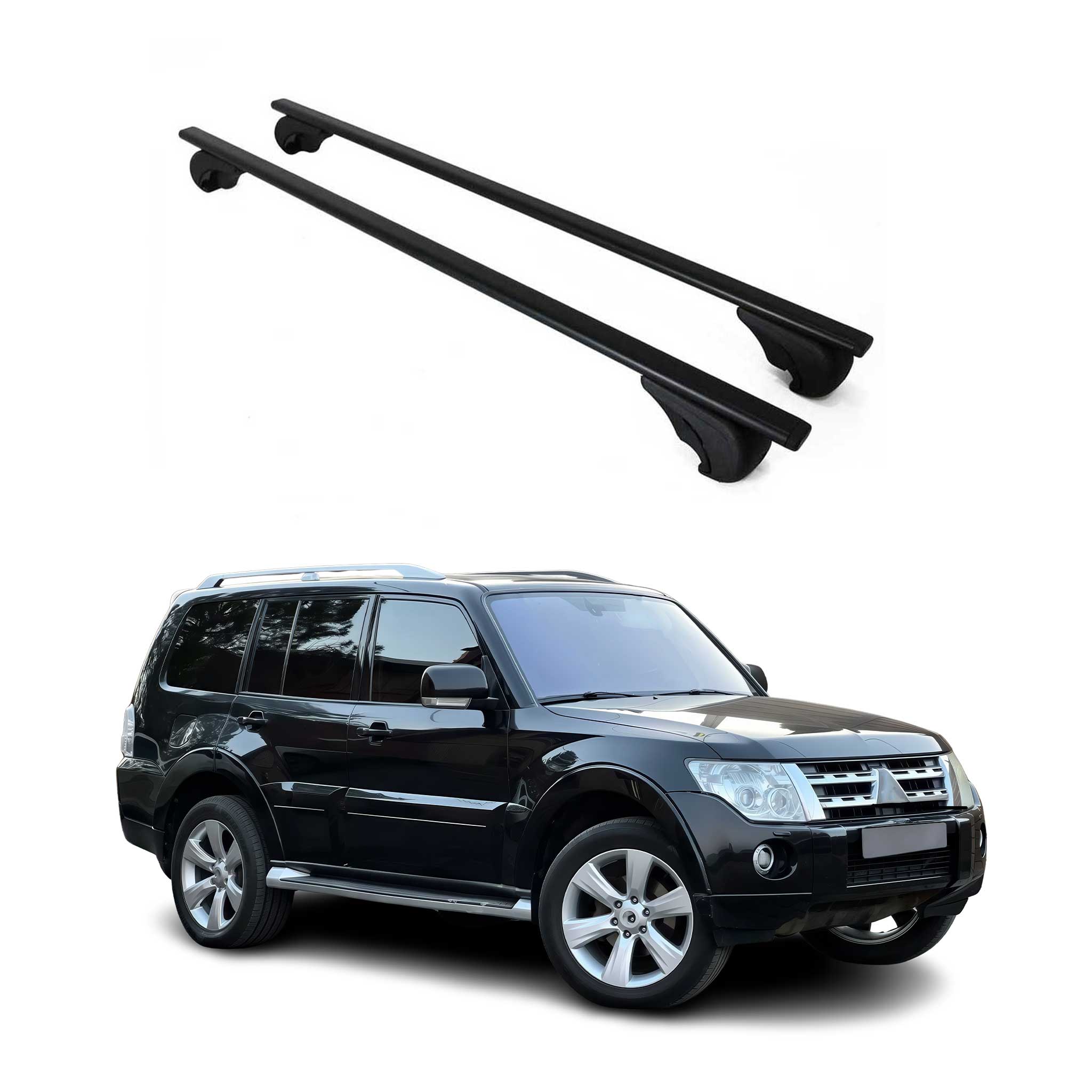 Barres de toit Transversales pour Mitsubishi Pajero 2006-2021 Fer Noir