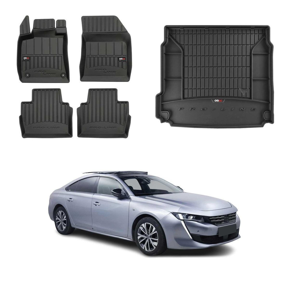 OMAC Kit Tapis de Sol et Coffre pour Peugeot 508 Break 2018-2025
