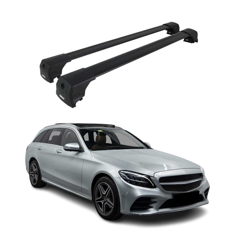 Barres De Toit pour Mercedes Classe C S205 2014-2021 Aluminium Noir ABE
