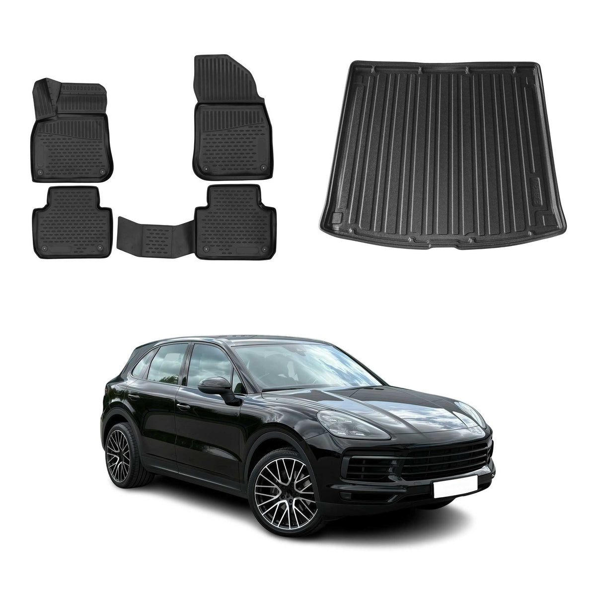 OMAC Kit Tapis de Sol et Coffre pour Porsche Cayenne mk3 2019-2026