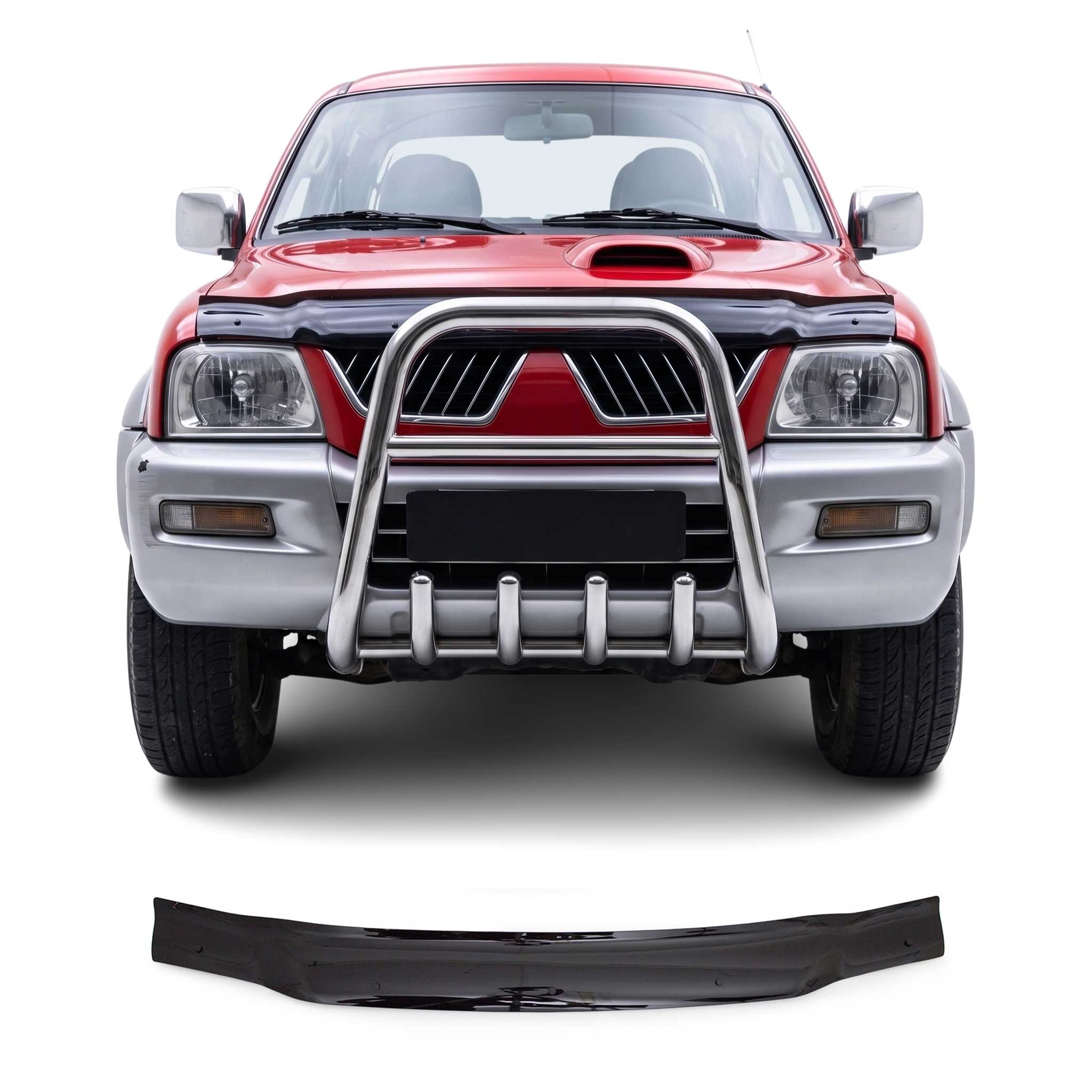 Deflecteurs d'air capot de voiture pour Mitsubishi L200 1996-2006 Acrylique Noir