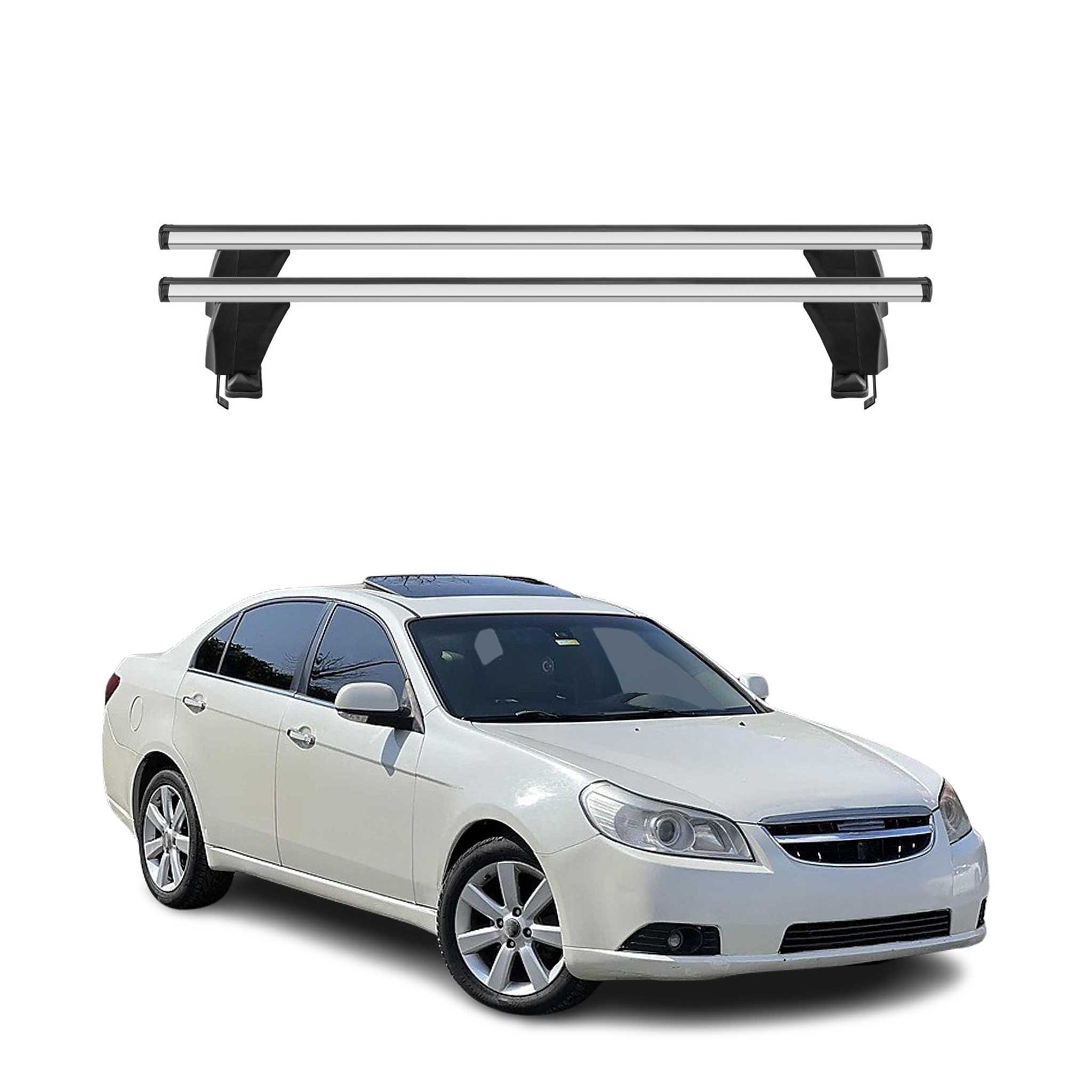 Menabo Barres de toit transversales pour Chevrolet Epica 2005-2011 Alu Gris 2x