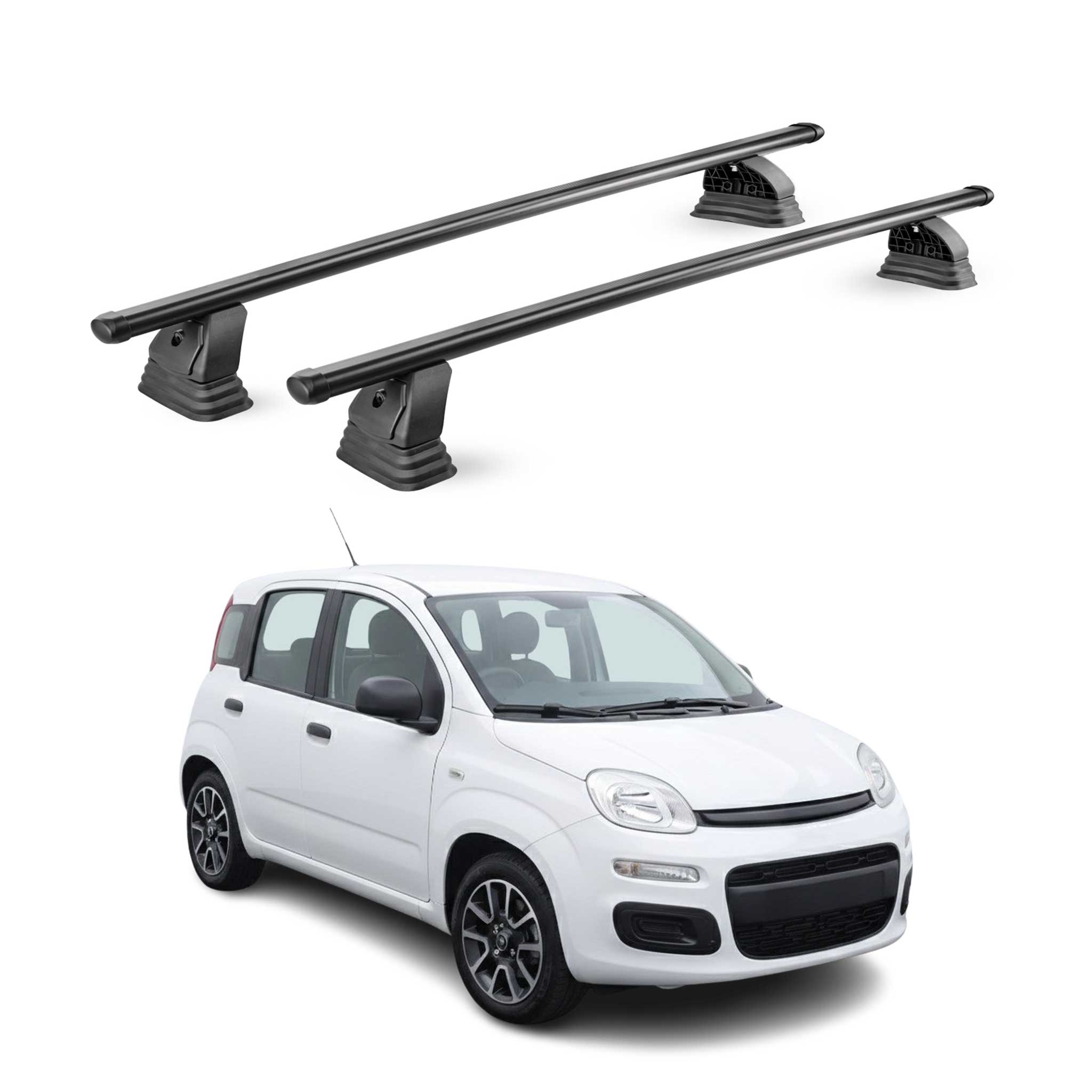 Barres de toit transversales acier pour Fiat Panda III 2012-2026 TÜV Noir 2Pcs