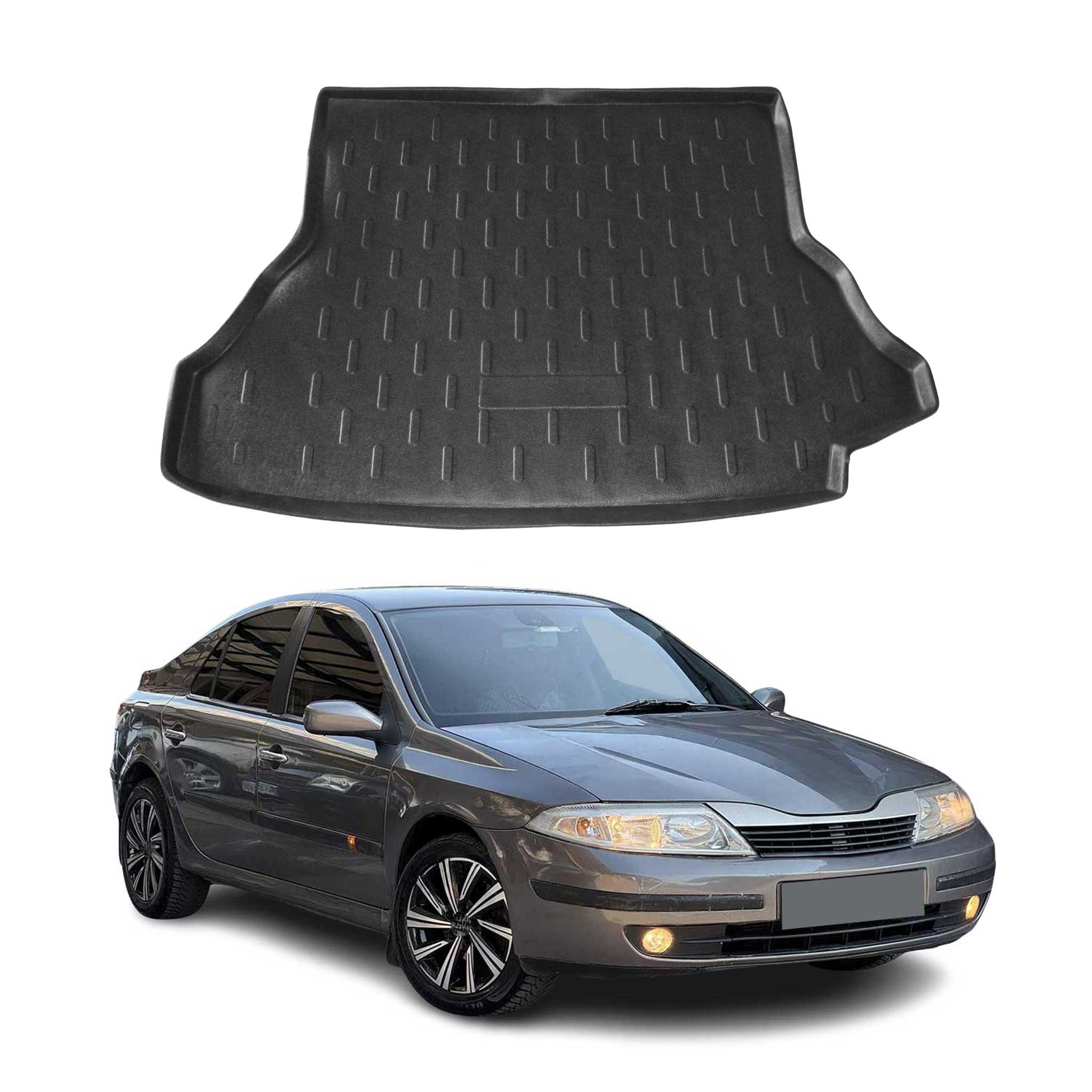 Tapis de Coffre pour Renault Laguna II Berline 2001-2008 Noir Caoutchouc TPE