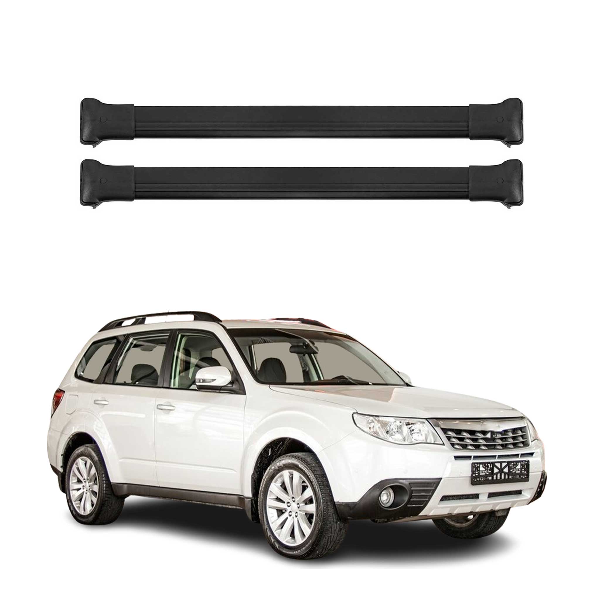 OMAC Barres de toit en aluminium pour Subaru Forester III 2008-13 Noir 2Pcs