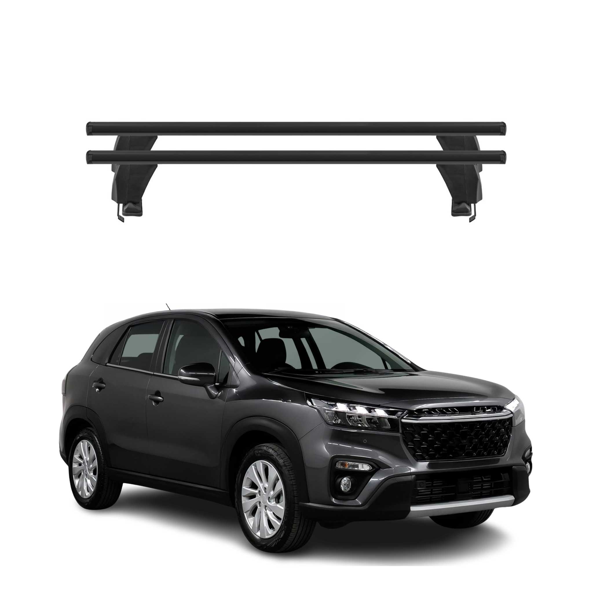 Menabo Barres de toit Transversales pour Suzuki Sx4 S-Cross II 2016-2021 FL Noir
