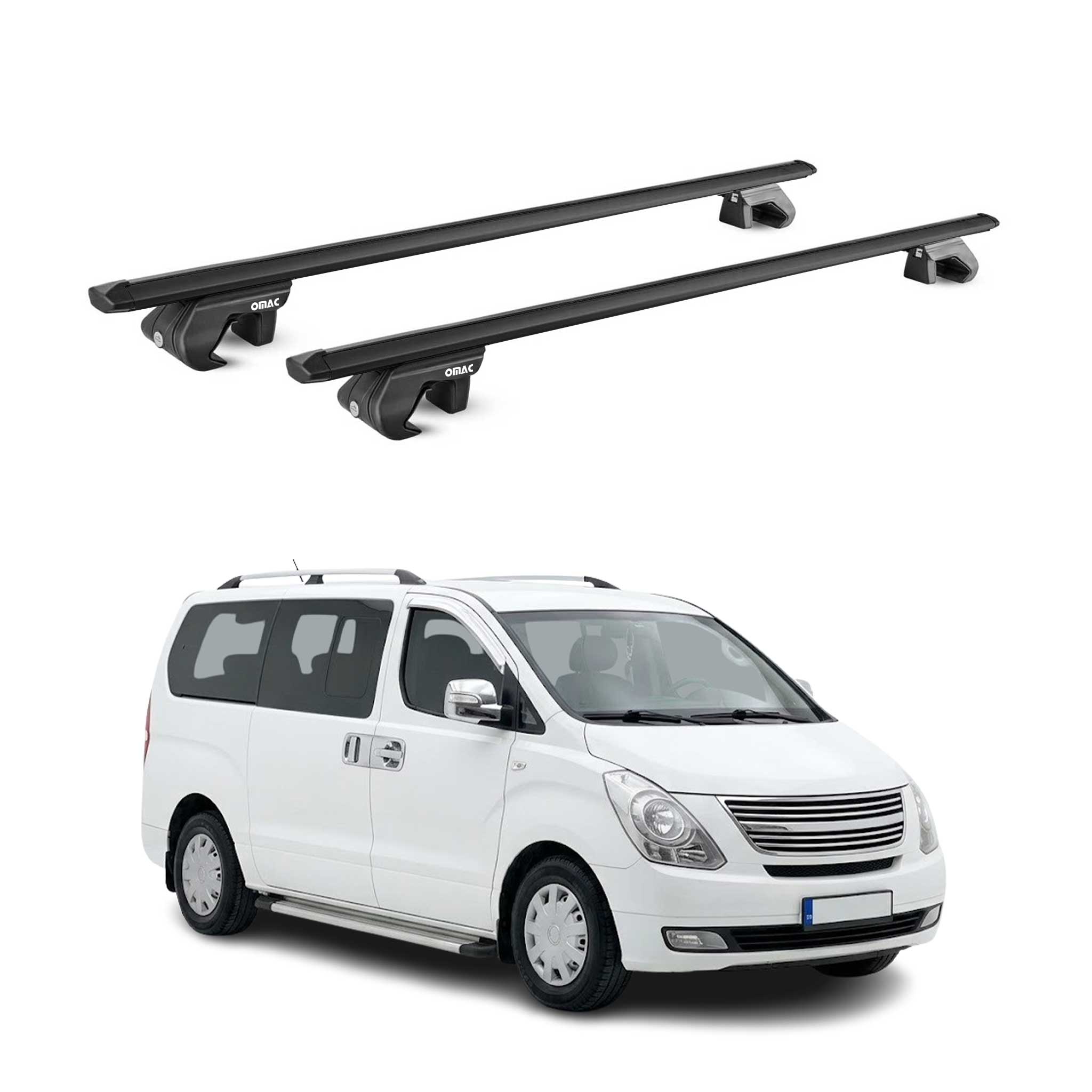 Barres de toit transversales pour Hyundai H-1 2008-2021 Aluminium Noir ABE
