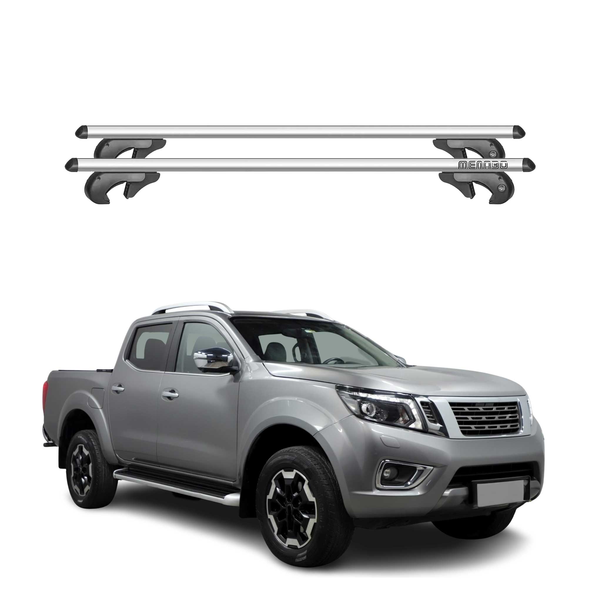 Barres de toit transversales pour Nissan Navara 2014-2020 90kg Alu Gris