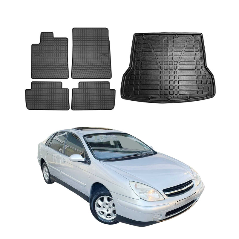 Kit Tapis de sol et coffre pour Citroen C5 Break 2004-2008 TPE Noir