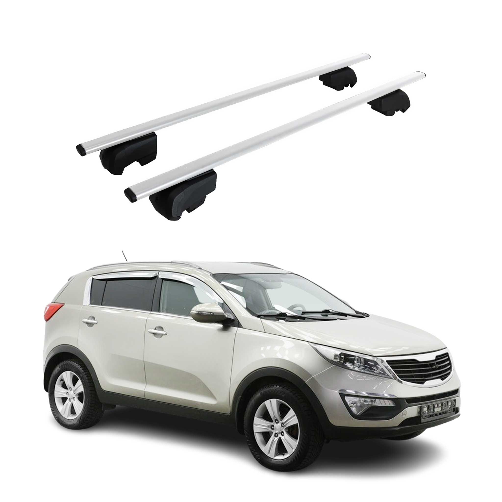 Barres de toit Transversales pour Kia Sportage 2010-2015 Fer Gris ABE 2x