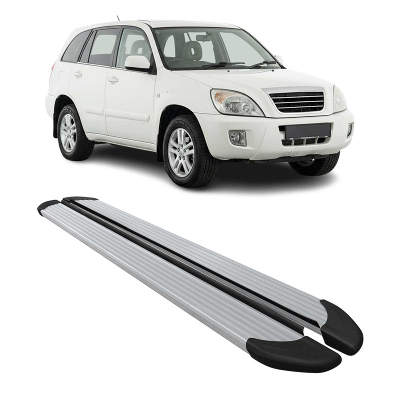 Marchepieds Latéraux pédale pour Chery Tiggo 2005-2014 Aluminium Argent 2Pcs