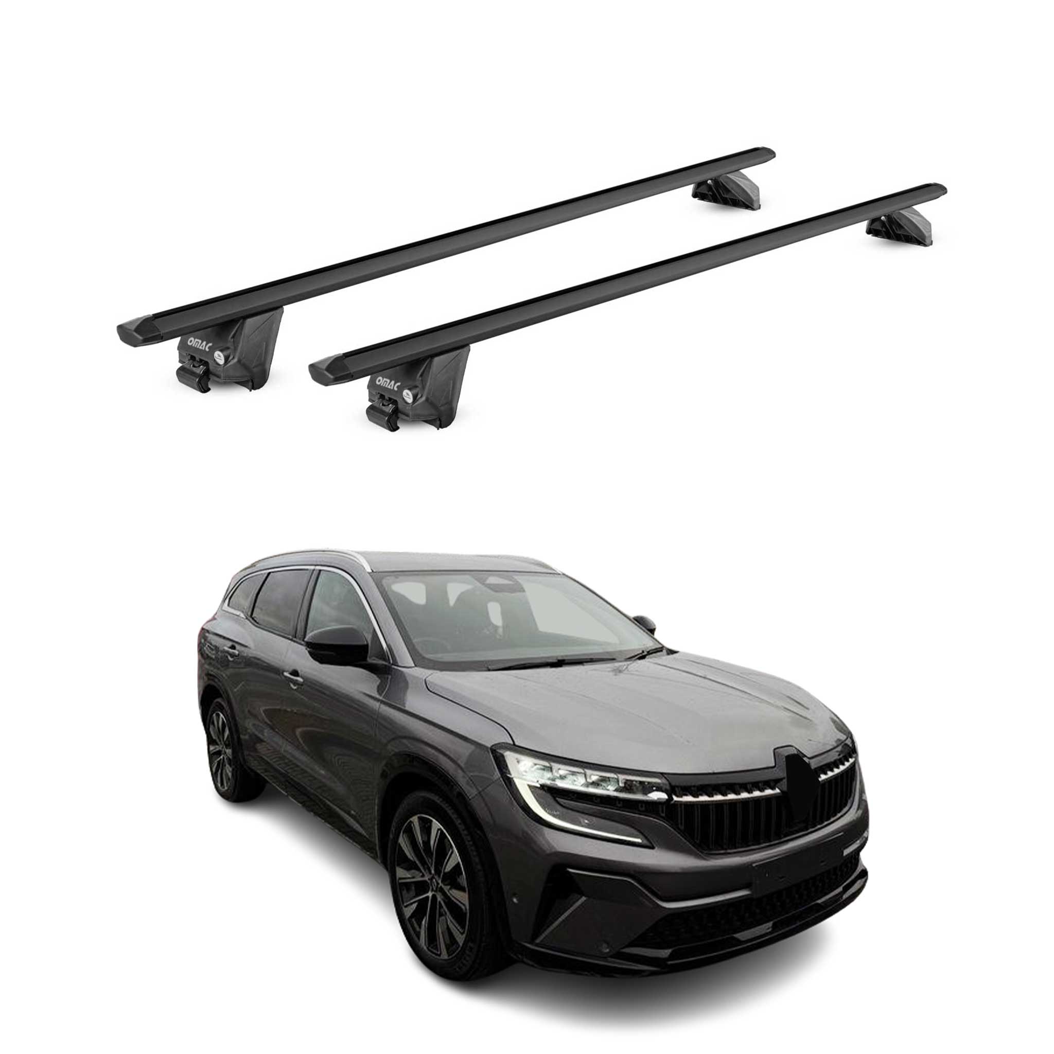 Barres de toit transversales pour Renault Espace 2023-2025 Alu Noir 2 pièces ABE
