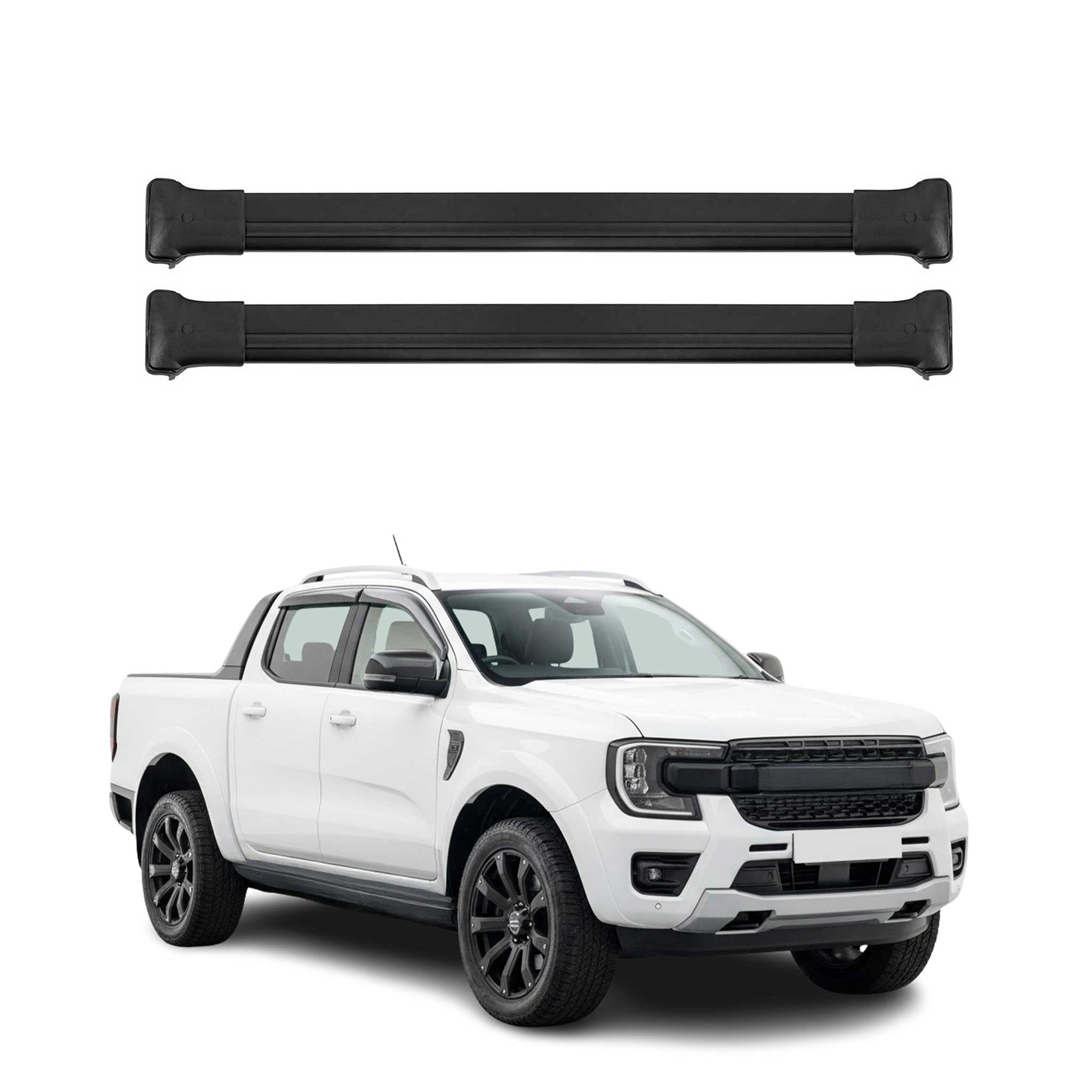 Barres de toit transversales pour Ford Ranger T6 P703 2022-2026 Aluminium Noir