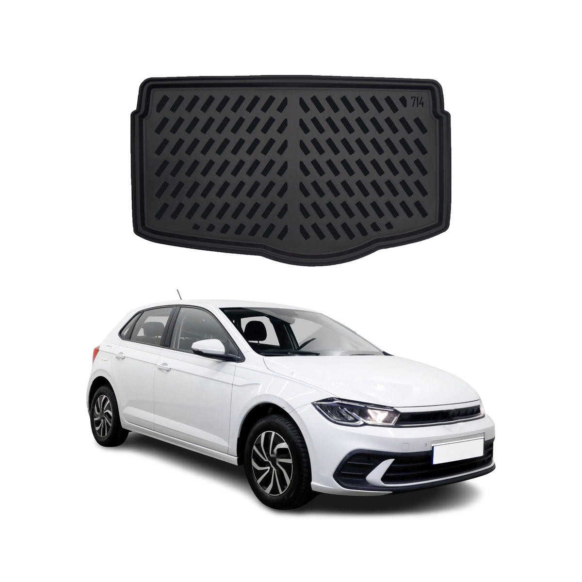 Tapis de coffre Inférieur pour VW Polo MK6 2017-2027 Noir 3D en TPE