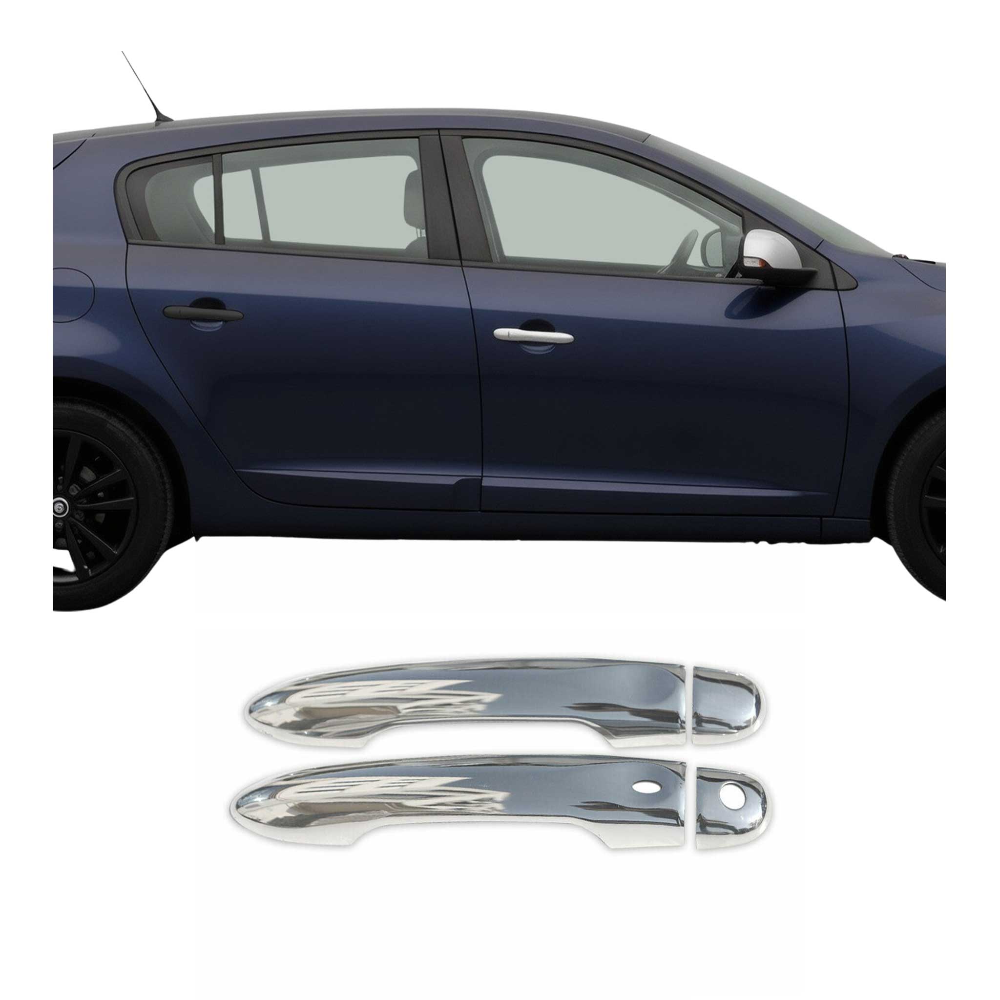 Couverture de poignée de porte pour Renault Megane 2008-2016 en Acier Inoxy