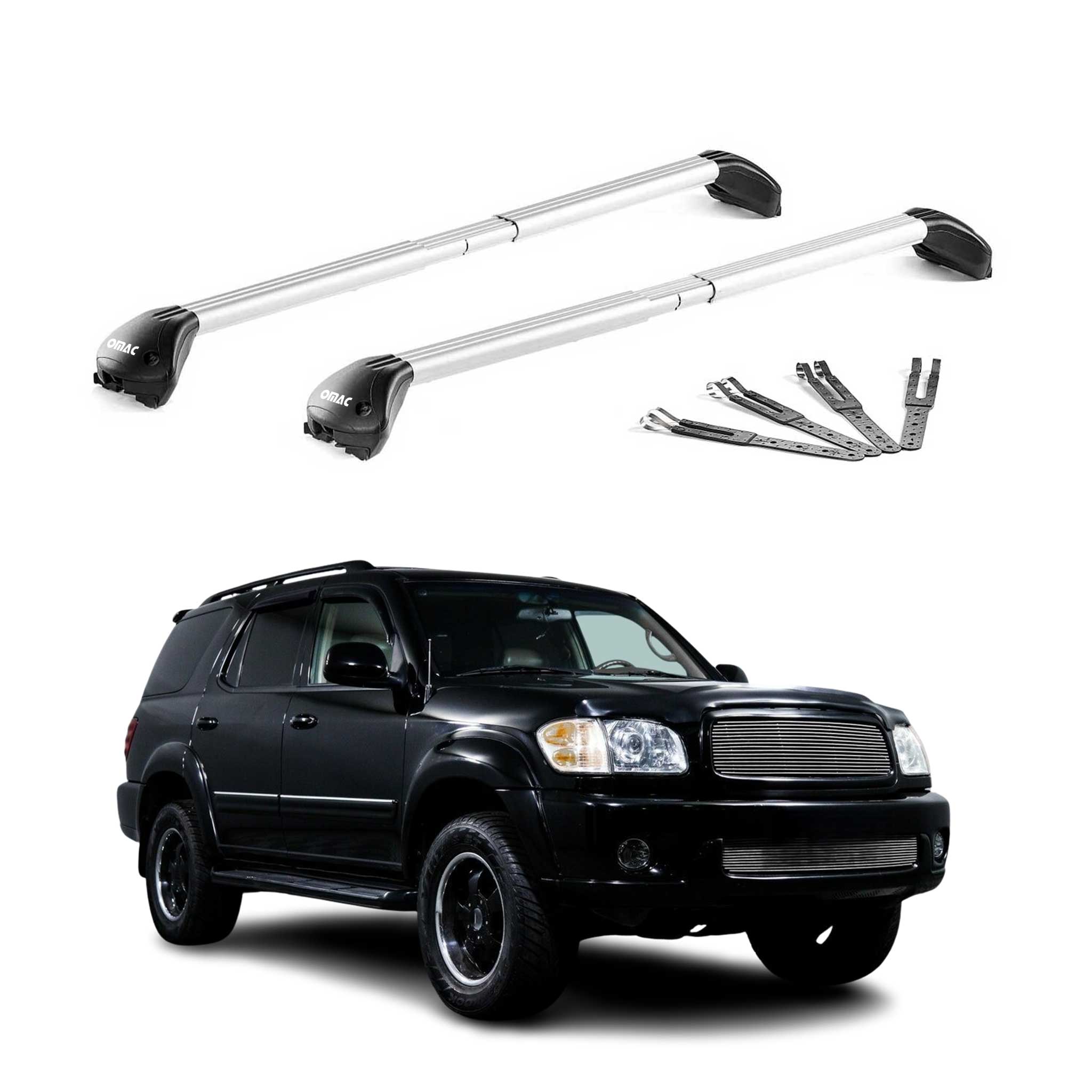 Barres de toit pour Toyota Sequoia I 2001-2007 Gris Argenté Aluminium 2x ABE