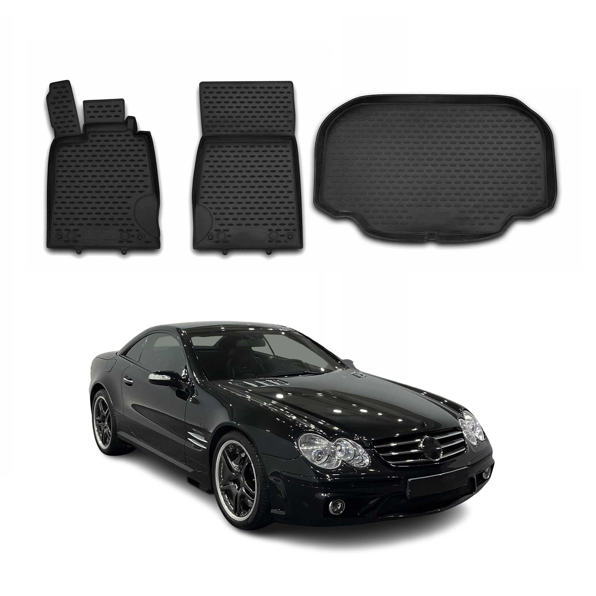 Kit Tapis de sol et coffre pour Mercedes Classe SL R230 2008-2012 en Caoutchouc