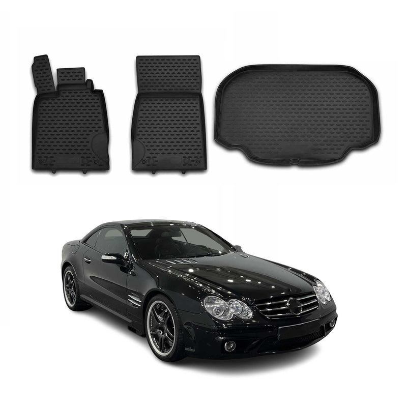 Kit Tapis de sol et coffre pour Mercedes Classe SL R230 2008-2012 en Caoutchouc