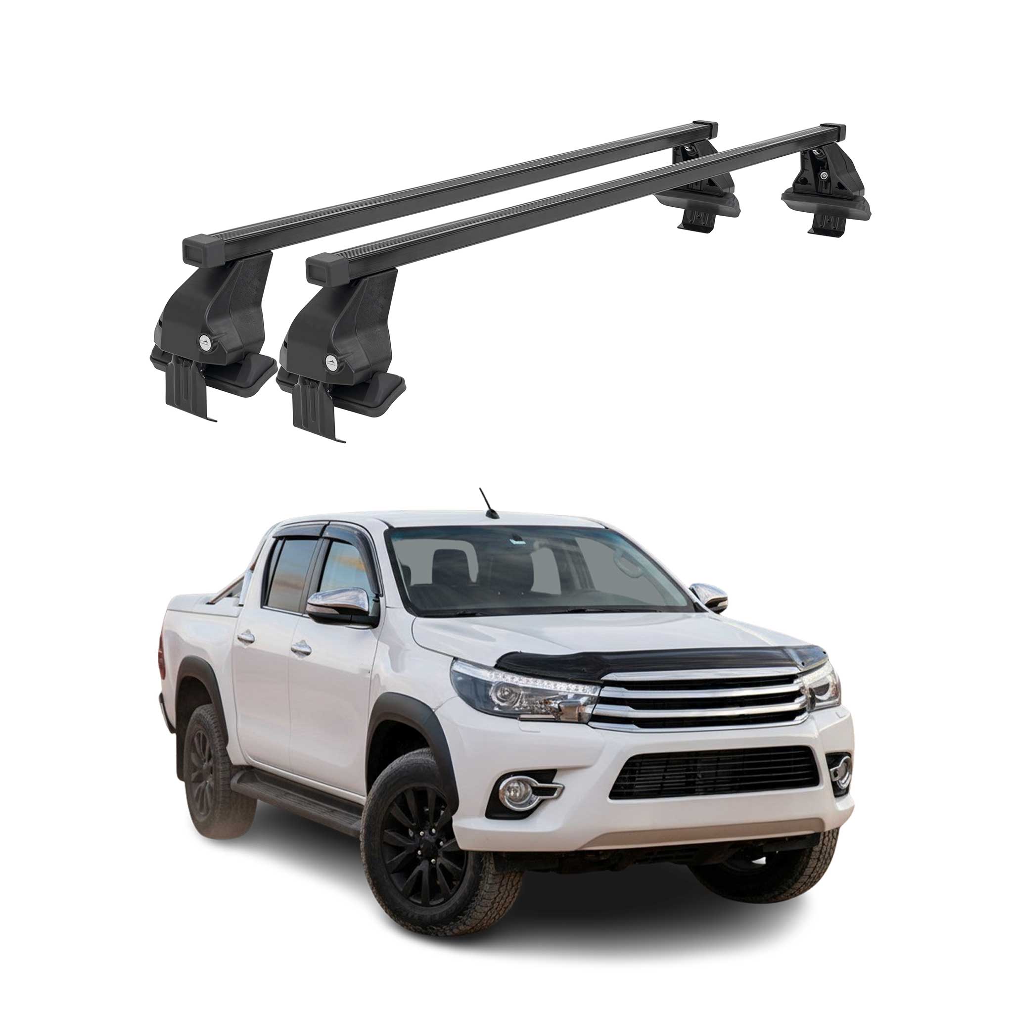 Barres Transversales Menabo pour Toyota Hilux VII 2011-2015 Facelift Noir