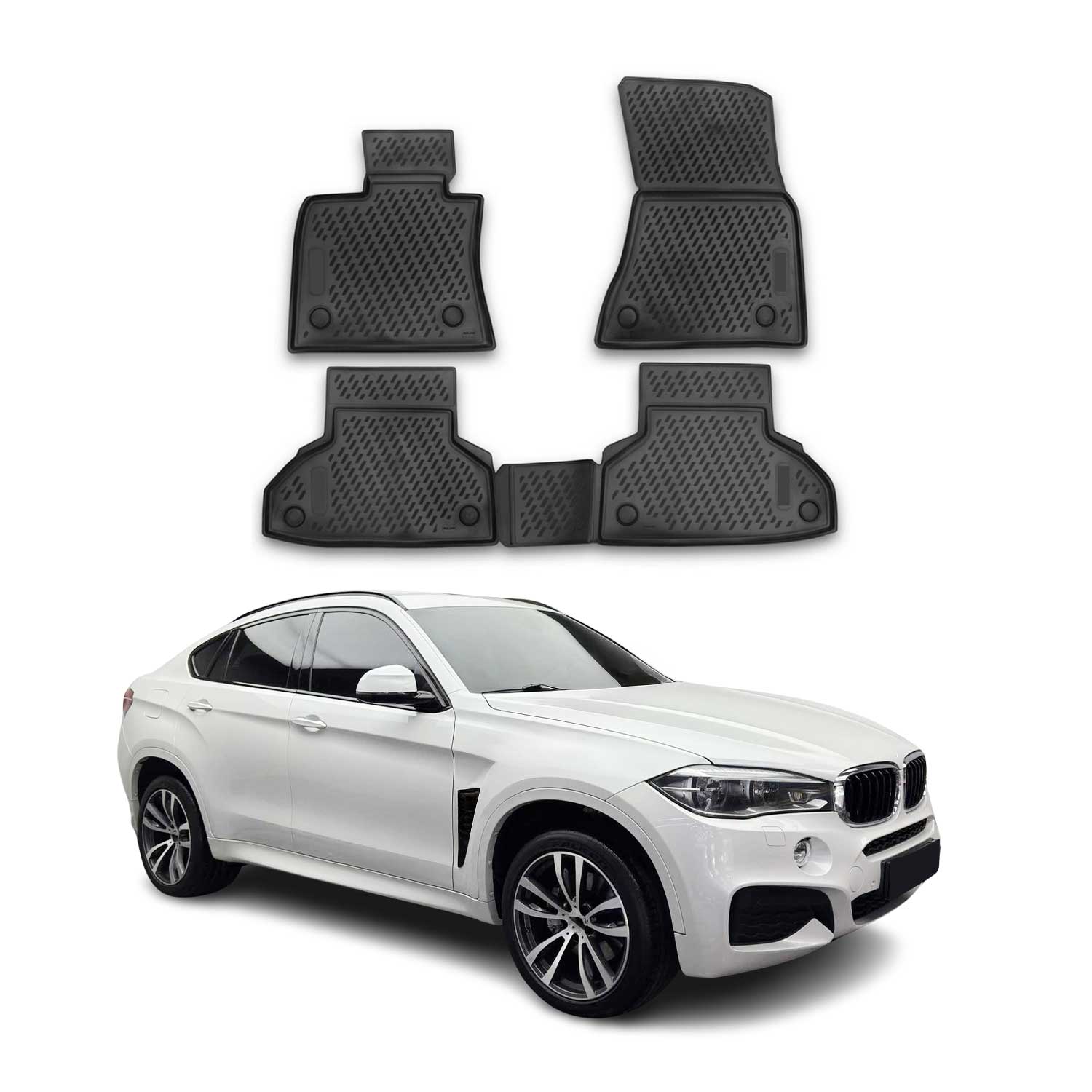 OMAC 3D Tapis de sol pour BMW X6 F16 F86 2014-2019 en caoutchouc Noir