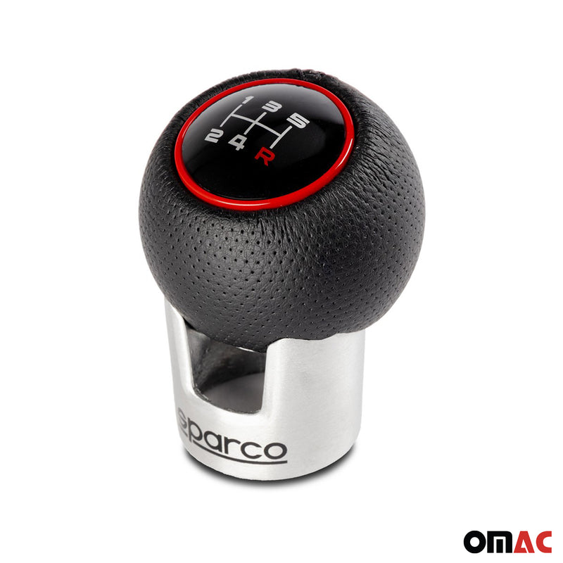 SPARCO pommeau de levier de vitesses en aluminium et simili cuir noir et rouge