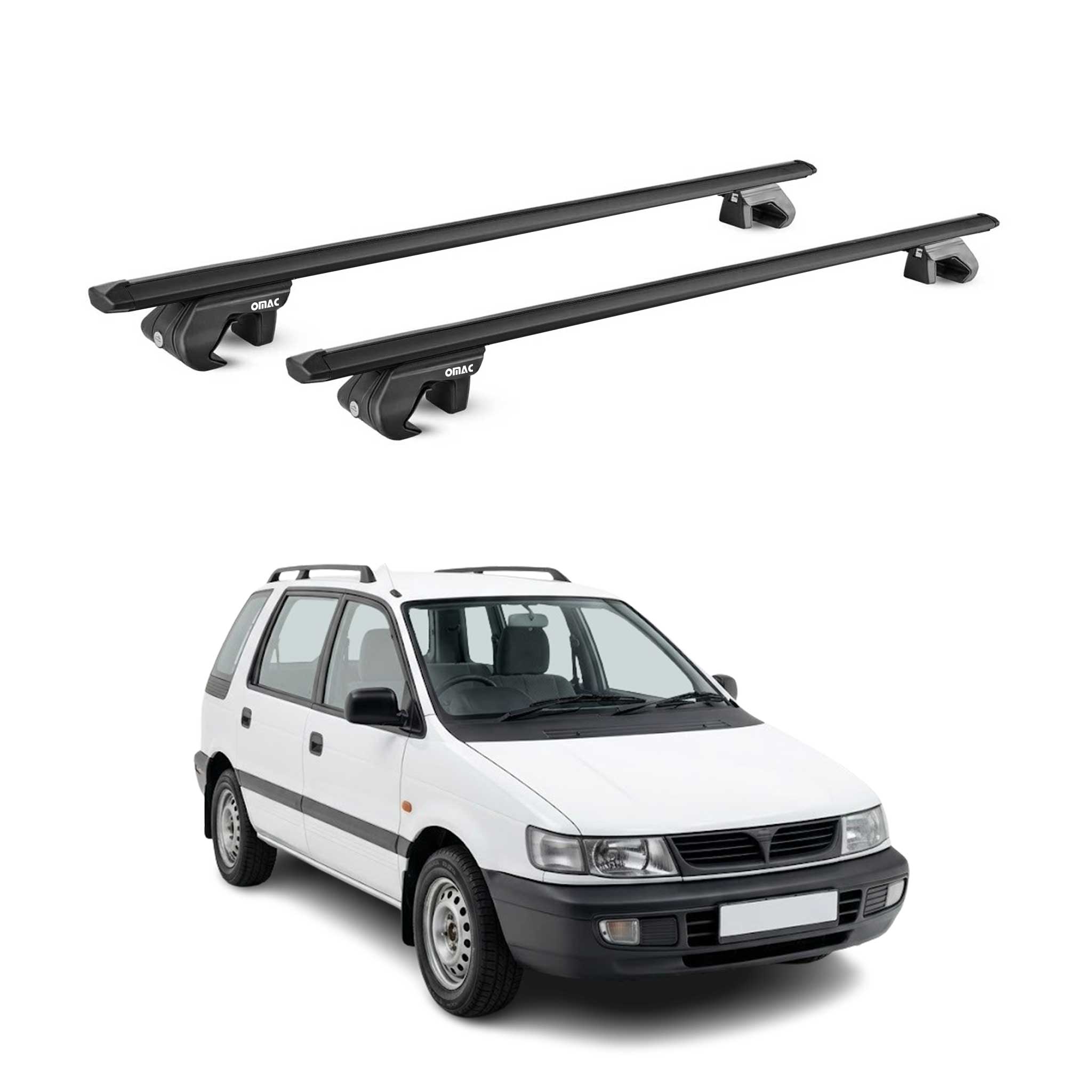 Barres de toit transversales pour Mitsubishi Space Wagon I 1991-97 Alu Noir ABE