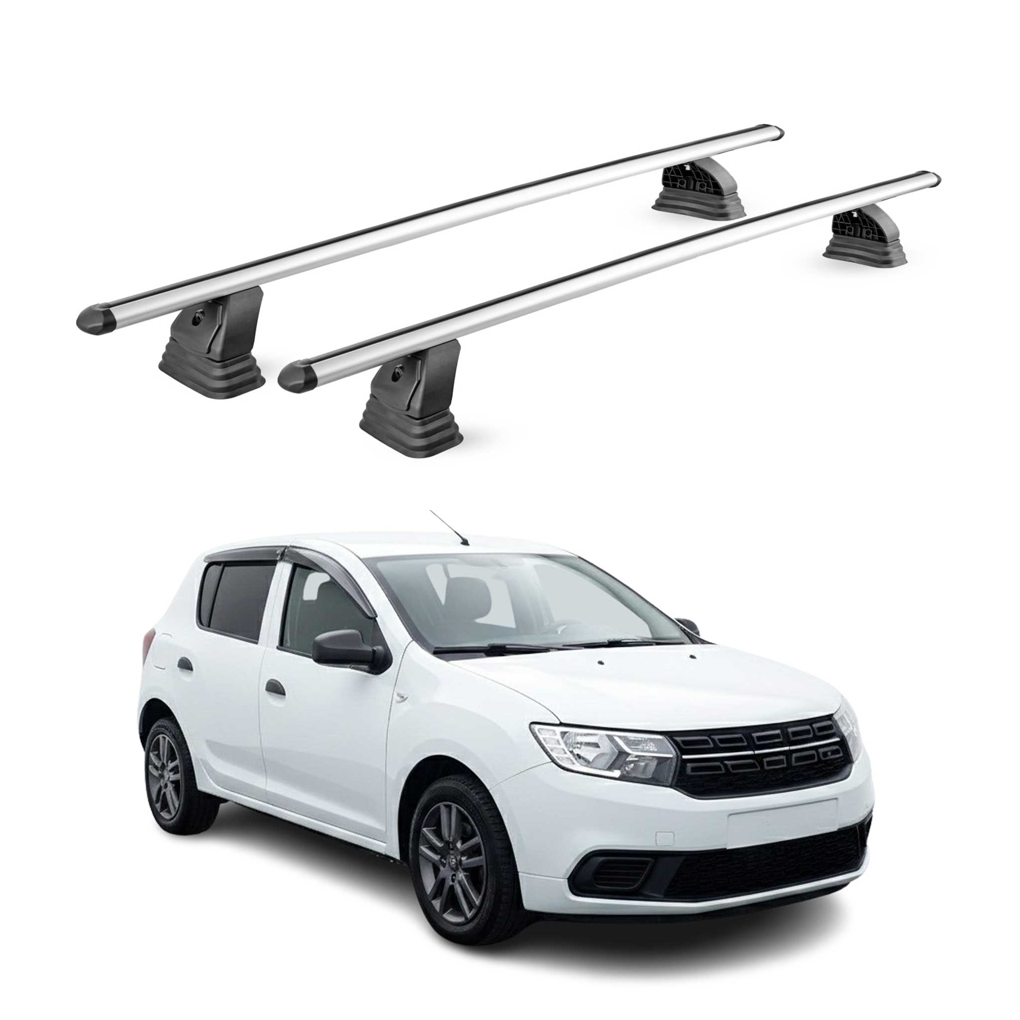 Barres de toit transversales Alu pour Dacia Sandero II 2012-2020 TÜV Gris 2Pcs