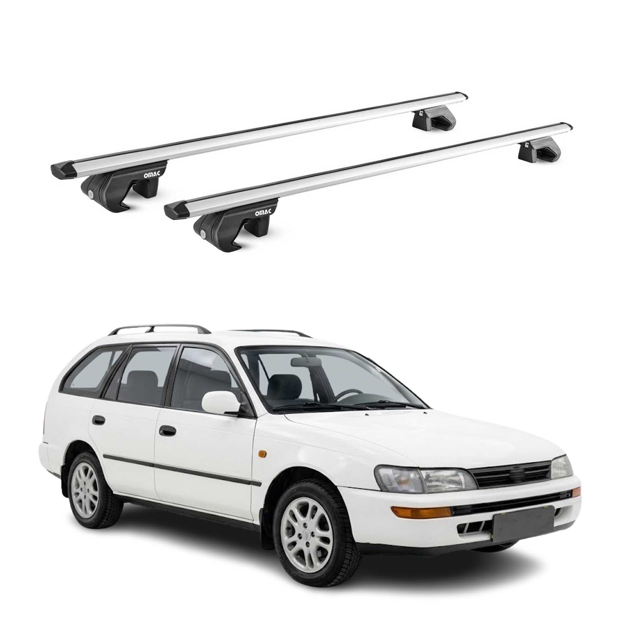 Barres de toit ABE pour Toyota Corolla mk8 Break 2000-2002 Facelift Alu Gris 2x