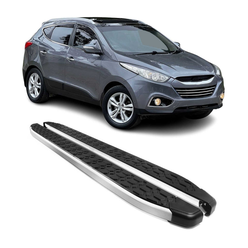 Marchepieds Latéraux pour Hyundai ix35 2009-2015 Gris Noir Aluminium 2Pcs