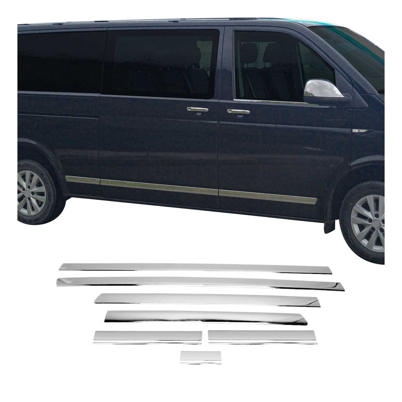 Baguettes de porte pour VW T6 T6.1 Transporter tout 2015-2024 L2 long chrome