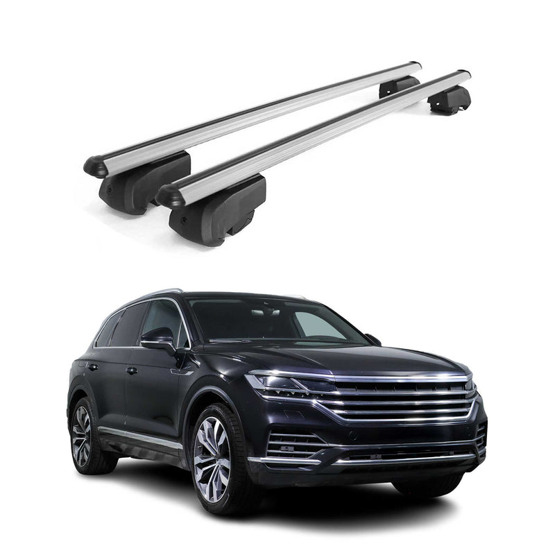 Barres de toit Transversales pour VW Touareg 2018-2023 Aluminium Gris ABE