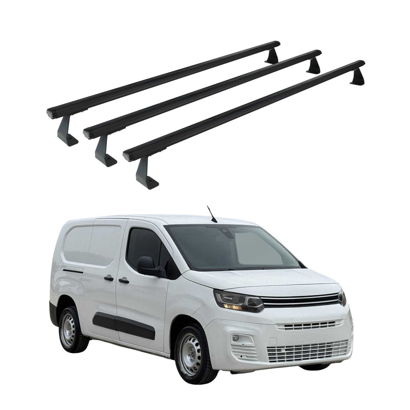 Barres de toit transversales pourCitroen Berlingo K9 2018-2025 Aluminium Noir 3x