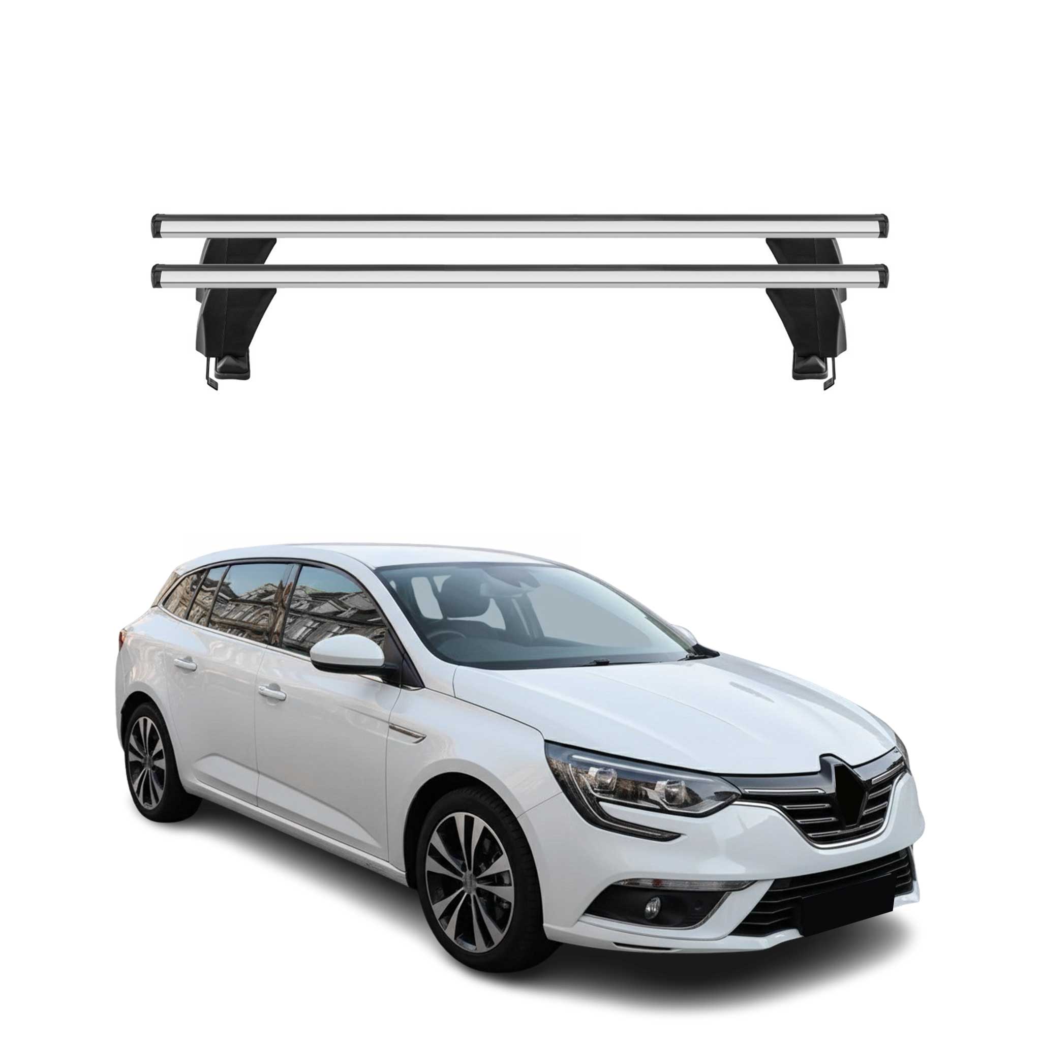 Menabo Barres de toit Transversales pour Renault Megane Grandtour 2017-2022 Gris