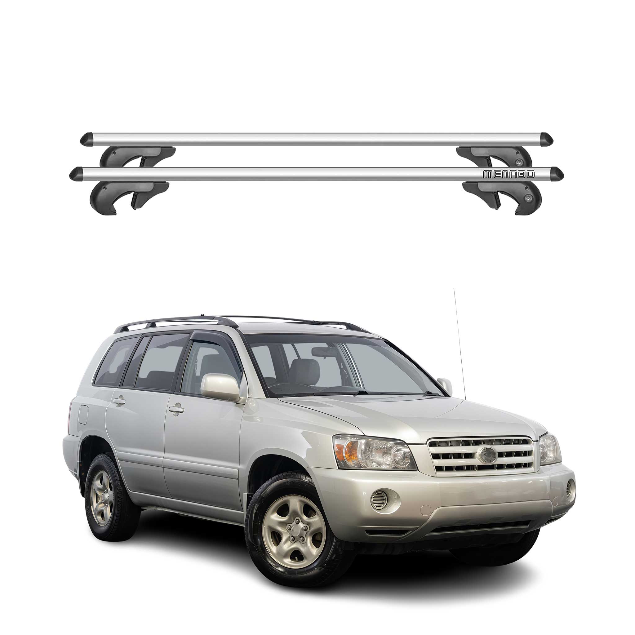 Barres de toit transversales pour Toyota Highlander XU20 2000-2008 90kg Alu