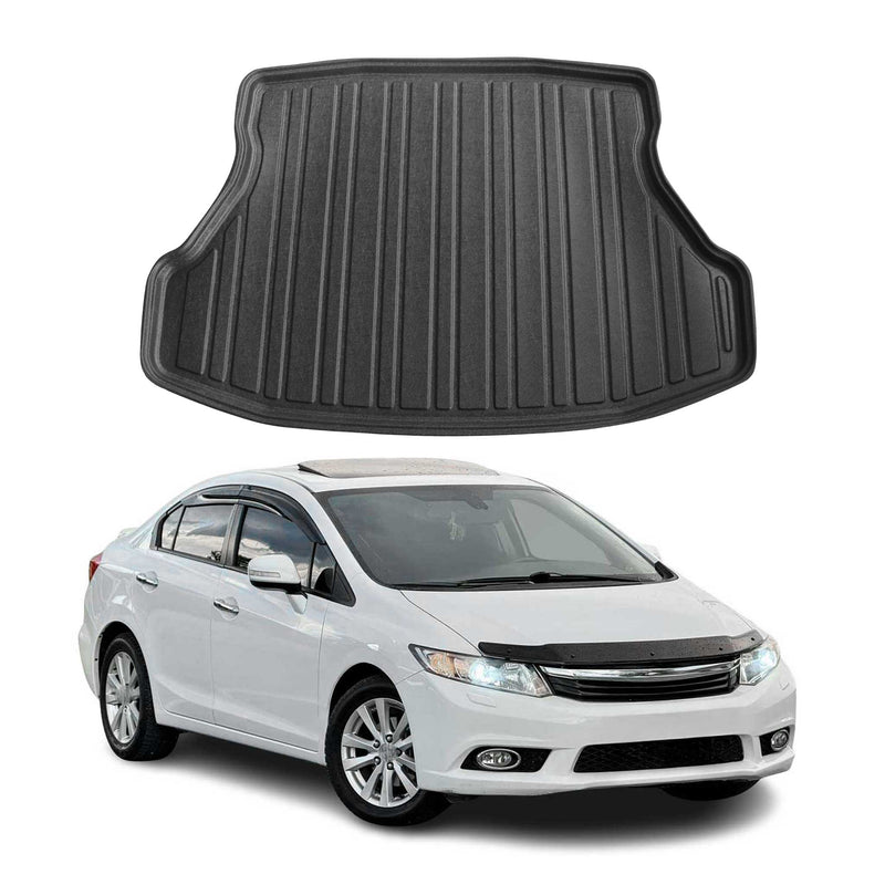 Tapis de Coffre pour Honda Civic 2012-2016 Berline en TPE Noir