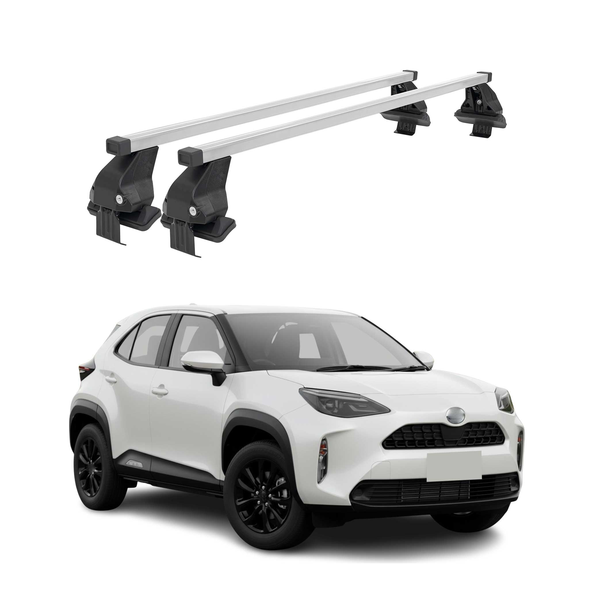 Menabo Barres de toit transversales pour Toyota Yaris Cross 2020-2025 Acier Gris