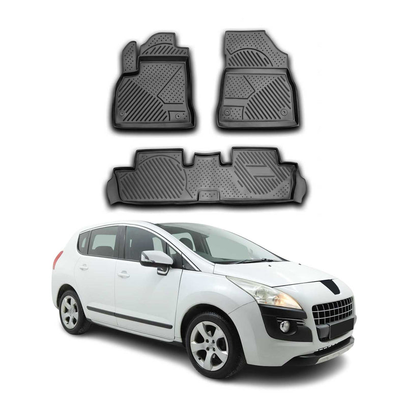 OMAC Tapis de sol pour Peugeot 3008 2007-2015 sur mesure en caoutchouc Noir