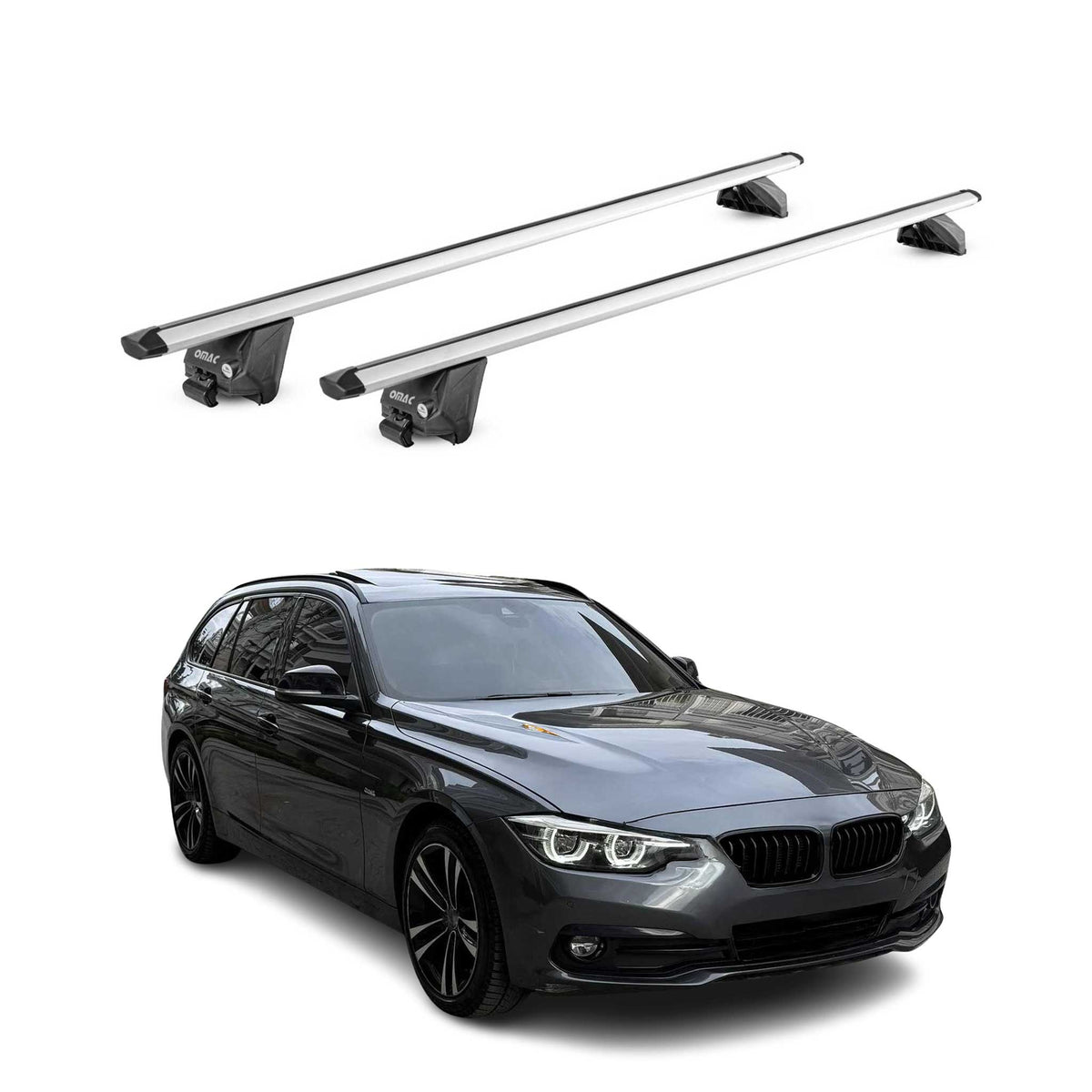 Barres de toit transversales pour BMW Serie 3 Touring F31 G21 2012-2026 Gris ABE
