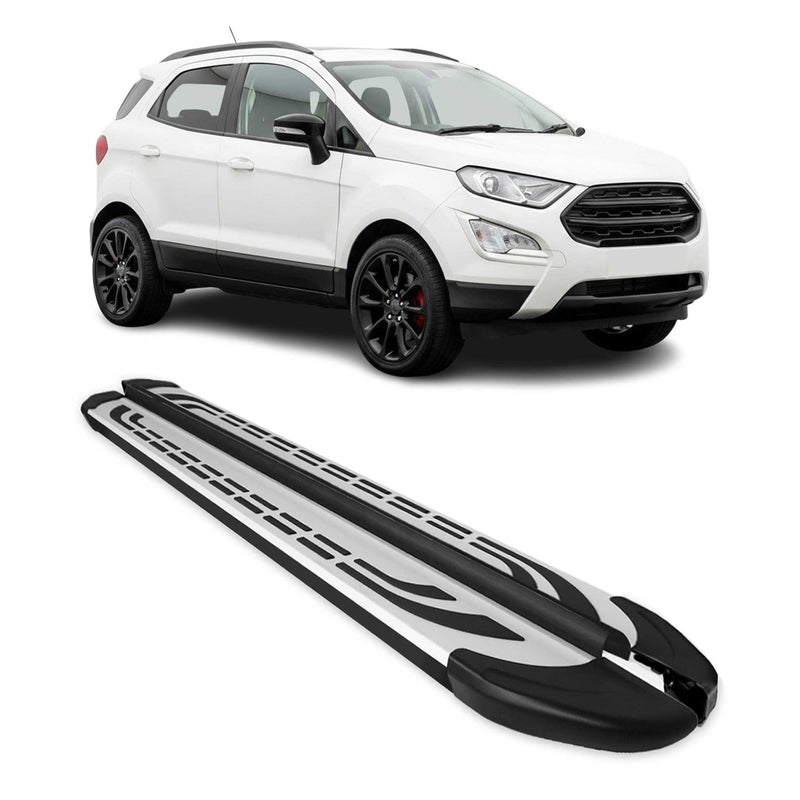 Marchepieds Latéraux pour Ford Ecosport 2013-2024 Aluminium Gris Noir 2x