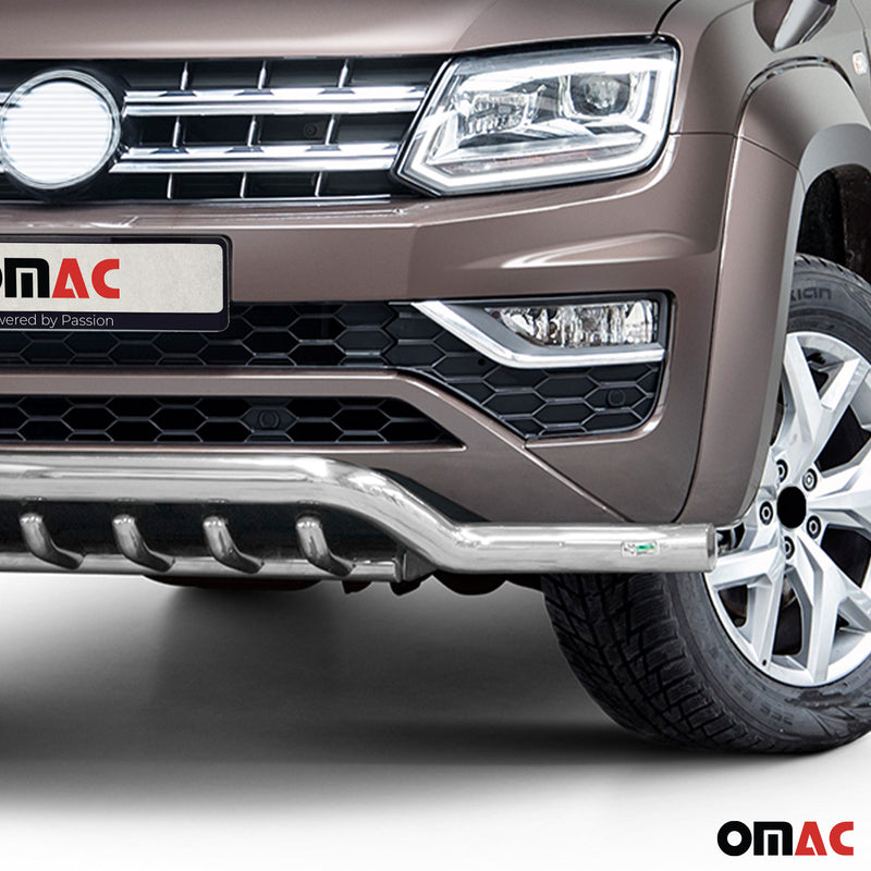 Pare-Buffle Avant Pour VW Amarok 2016-2020 en Acier Inoxydable Argent